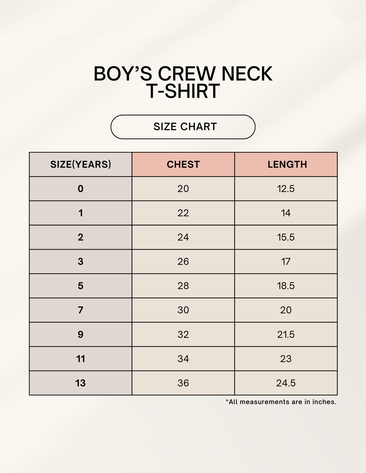 Boy's Crew Neck T-Shirt.
