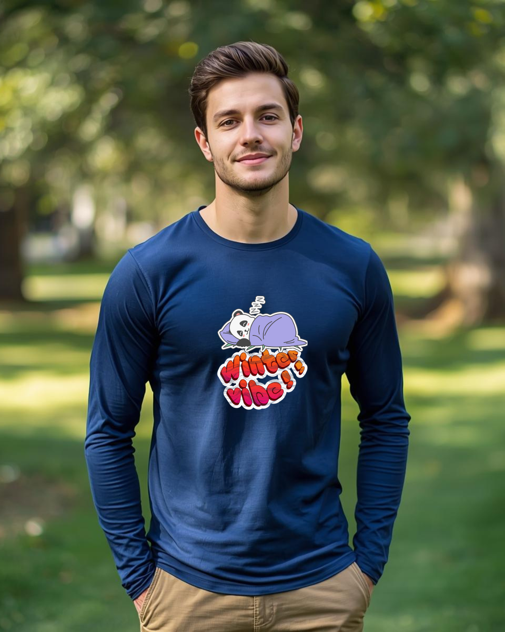 Men's Full Sleeve T-Shirt/ Winter vibe- Panda Version