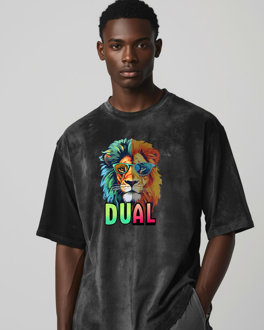 Dual DESIGN Men's Acid Washed Oversized Tee
